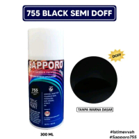 SAPORO SAPPORO 755 BLACK/HITAM SEMI DOFF DOF DOP 300ml Cat semprot Spray Paint Pylox Pilok Pilox Aer