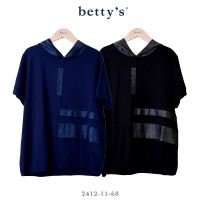 【betty’s 貝蒂思】牛仔拼接連帽短袖T-shirt(共二色)