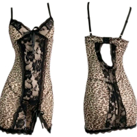 Lingerie Dress Wanita Sexy Baju Tidur Wanita Baju Dinas Model Macan Tutul F66