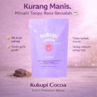 Kukupi Cocoa 3-dalam-1 Kurang Gula | Minuman Coklat Kurang Manis | Monk Fruit | 45 kcal | Tiada Gula