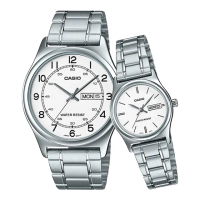【CASIO 卡西歐】對錶系列 送禮首選 甜蜜情人不鏽鋼石英 對錶(MTP-V006D-7B2+LTP-V006D-7B2)