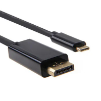 1.8M USB 3.1 Type C USB-C to DisplayPort Display Port DP 4K UHD HDTV Cable for Chromebook &amp; Macbook &amp; Laptop Black