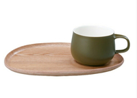 KINTO FIKA Cafe 輕食木製杯盤組 墨綠色  KINTO-22582-GR