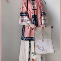 Han Chinese Clothing New Qing Dynasty Placket Cappa Pluvialis Horse-Face Skirt Full Set Daily Style Women