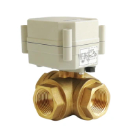 Brass 3/4'' 3 Way DN20 T/L Type Horizontal Electric Flow Control Valve DC5V Metal Gear No manual override No indicator CE