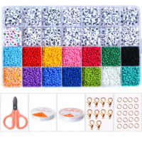 28 Cells 3mm Glass Rice DIY Beads Set Bracelet Making Kit For Kid Creative Necklaces With Letter Art And Craft Toys Girls Gift