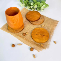 Tatakan gelas - coaster bulat kayu pinus aksesoris photography
