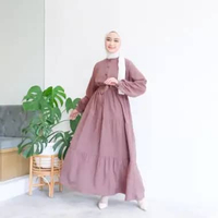 Baju GAMIS BREZANI MIDI LONG DRESS REMAJA RUFFLE PINK