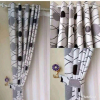 gorden blackout Dekorasi curtain polkadot motif depan belakang bulak balik untuk ukuran kusen jendel
