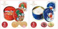 日本東京銀座風月堂限定超薄超酥脆三色法蘭酥耶誕派對交換禮物-聖誕節限量鐵罐禮盒－兩款現貨各一附提袋