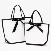 5pcs White Shopping Bags Christmas Gift Cosmetic Packaging Bag Wedding Party Decoration Gift Candy Kraft Paper Bags Wholesale