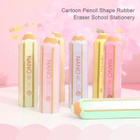 8Pcs Kids Eraser Portable Wipe Clean Colorful Pencil Eraser Cartoon Pencil Shape Rubber Eraser School Stationery Accessories