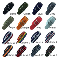 Nylon Watch Strap 18mm 20mm 22mm 24mm Army Sports Strap Fabric Wristband Belt 5 Rings Watch Bands