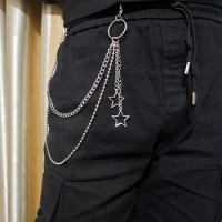 Star Pant Chain Women Three Layer Street Metal Trousers Key Chain Punk  Hip-Hop Waist Chains