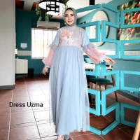 Gamis Terbaru UZMA by Vienara - Bahan Jasmine Mix Full Tille Keliling - Bunga, Cantik