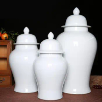 Jingdezhen Ceramics temple jar Chinese White Porcelain Pot Small Vase Home Ginger jar Living Room Decor porcelain jar vase