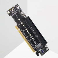 PCIe X16 To X8+X4+X4 Split Expansion Adapter Card M.2 NVMEx2 Input Ports M.2 PCIE Adapter Support 22