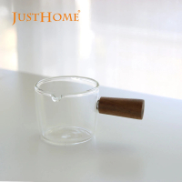 【Just Home】樂沐玻璃迷你木柄小奶盅100ml(小奶盅 奶杯 玻璃量杯)