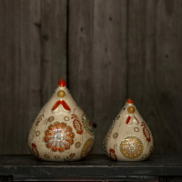 陶瓷雞擺件手繪粉彩陶瓷咕咕雞擺件禮品陶瓷對雞擺件創意做舊飾