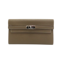 【二手名牌BRAND OFF】HERMES 愛馬仕 大象灰 Epsom牛皮 Kelly 凱莉 長夾 C刻 銀扣