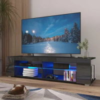 Modern TV Stand High Gloss Bookshelves With LED Light 4-Shelf Console Cabinet Home Office TV bracket Living Room Furniture