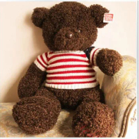big plush stripe sweater teddy bear toy coffee sweater teddy bear doll gift about 110cm 0135