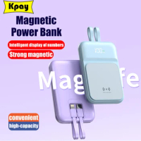 10000mAh Portable Macsafe Powerbank With Cable Magnetic Wireless Power Bank For iphone Xiaomi External Auxiliary Spare Battery