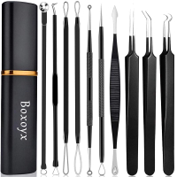 Pimple Popper Tool Kit - oyx 10 Pcs Blackhead Remover Comedone Extractor Kit with  for Quick and Eas
