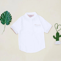 Koko kurta baju Muslim anak laki laki lengan pendek warna putih