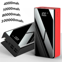 Multiple Capacity 40000mah/50000mah/80000mah/100000mah Power Bank Portable Charger 4USB Digital Display With LED Flashlight