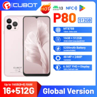 New Cubot P80 Global Version 8GB+512GB Smartphone ,Android 13, 6.583" FHD+ Screen 48MP 5200mAh ,Dual Sim,NFC 4G Mobile Phone