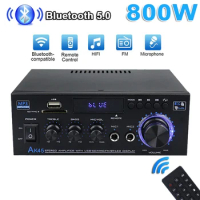 AS22 AK45 800W Home Digital Amplifiers Audio Bass Power Bluetooth Amplifier Hifi FM Music Subwoofer Speakers USB SD Mic Input