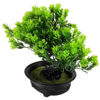 Artificial Bonsai Pine Tree Faux Potted Plant Desktop Fake Guest-greeting Pine Bonsai