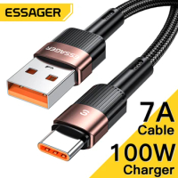 Essager 7A USB Type C Cable 100W For Realme Huawei P30 Pro 66W Fast Charging Wire USB-C Charger Data Cord Samsung Oneplus Poco