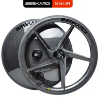16inch 349 Front Five Spokes 5spokes Rear Full Disk 2-11Speed Carbon Wheels Rim Disc Brake T700 BESKARDI For Brompton Fnhon Gust