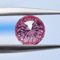 Moissanite Stone Pink Color Round Shape 100 Faceted Cut Lab Grown Diamond for DIY Jewelry Making with GRA Report