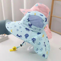 With Whistle Kids Bucket Hat Outdoor Cute Polyester Panama Hat UV Protection Breathable Sun Cap Infant Girls Boys Panama Hat