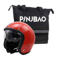【NINTH】PINJBAO + Vintage Visor 亮紅 3/4罩 內鏡復古帽 騎士帽 品捷包組合(安全帽│機車│GOGORO)