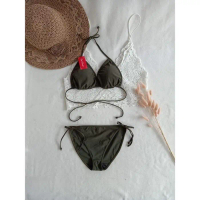 Exclusive Sale Bk.3301R.Xo Hijau Tua - Bikini Pantai Segitiga Ikat With Foam Terlaris