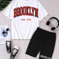 Brooklyn New York Printing Women T Shirts Two Piece Set Fashion Novel Short Sets Breathable Comfortable Soft Shirt Shorts Female