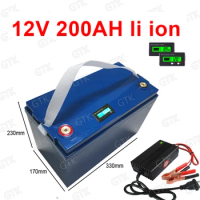 GTK 12v 200ah lithium ion Rechargeable bateria li ion BMS 3s for UPS Speaker light Boat RV solar + 10A Charger