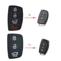 Car Rubber Key Pad For Hyundai Tucson Santa fe I20 Creta Elantra 3 4 Button Repair Car Key Shell Replacement Cover Fob Case Skin