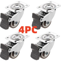 4PCS 1-2inch Furniture Caster Soft Rubber Universal Wheel Swivel Caster Roller Wheel For Platform Trolley Household Accessory