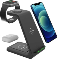 Wireless 3 in 1 -Certified Fast Charger Stand Dock for iPhone 12 11 Pro Max XS XR 8 iWatch 6 5 4 3 AirPods Pro Samsung S21 S20
