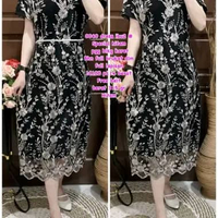 0040 Dress Ibu Ibu Brokat Wanita/Dress Pesta Brukat Payet Wanita/Dress Emak Emak Brukat Payet Free B