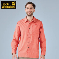 【Jack wolfskin 飛狼】男 長袖排汗襯衫(橘色)