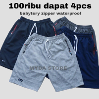 100ribu 4pcs Short Pants Babytery Zipper Waterproof Premium   Pendek Nyaman Fit Boxer Abu Casual Pri