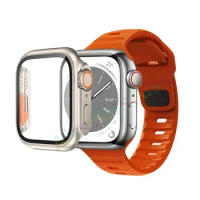 Case+Strap for Apple Watch 45mm 44mm 41mm 40 42 38mm Smart Silicone Bracelet Iwatch Series 3 4 5 6 Se 7 8 9 Change To Ultra Case