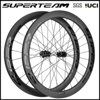 SUPERTEAM Disc Brake Carbon Wheelset 700C Tubeless Center Lock Road Cycling Wheels 50mm UCI Approved