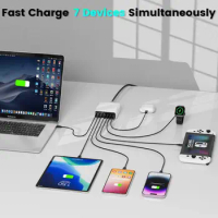 150W Gan Fast Charging Station PD 15W 20W 30W 65W 4 *USB 3 Type-C for MacBook Pro/Air Pad iPhone 14/13 Max/12 Samsung Gal